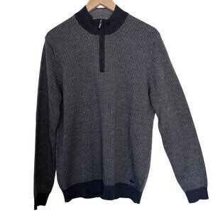 Brax Style Steffen 100% Merino Wool 1/4 Zip Long Sleeve Gray Men Sweater Size M